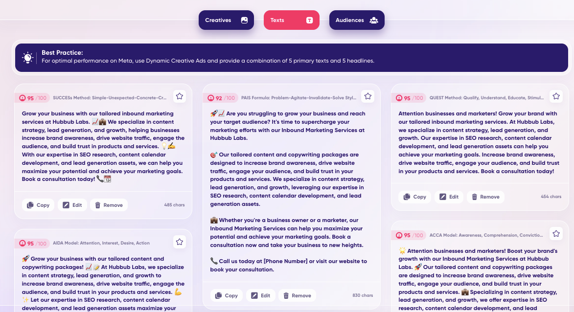 text generated ads from Adcreative.ai