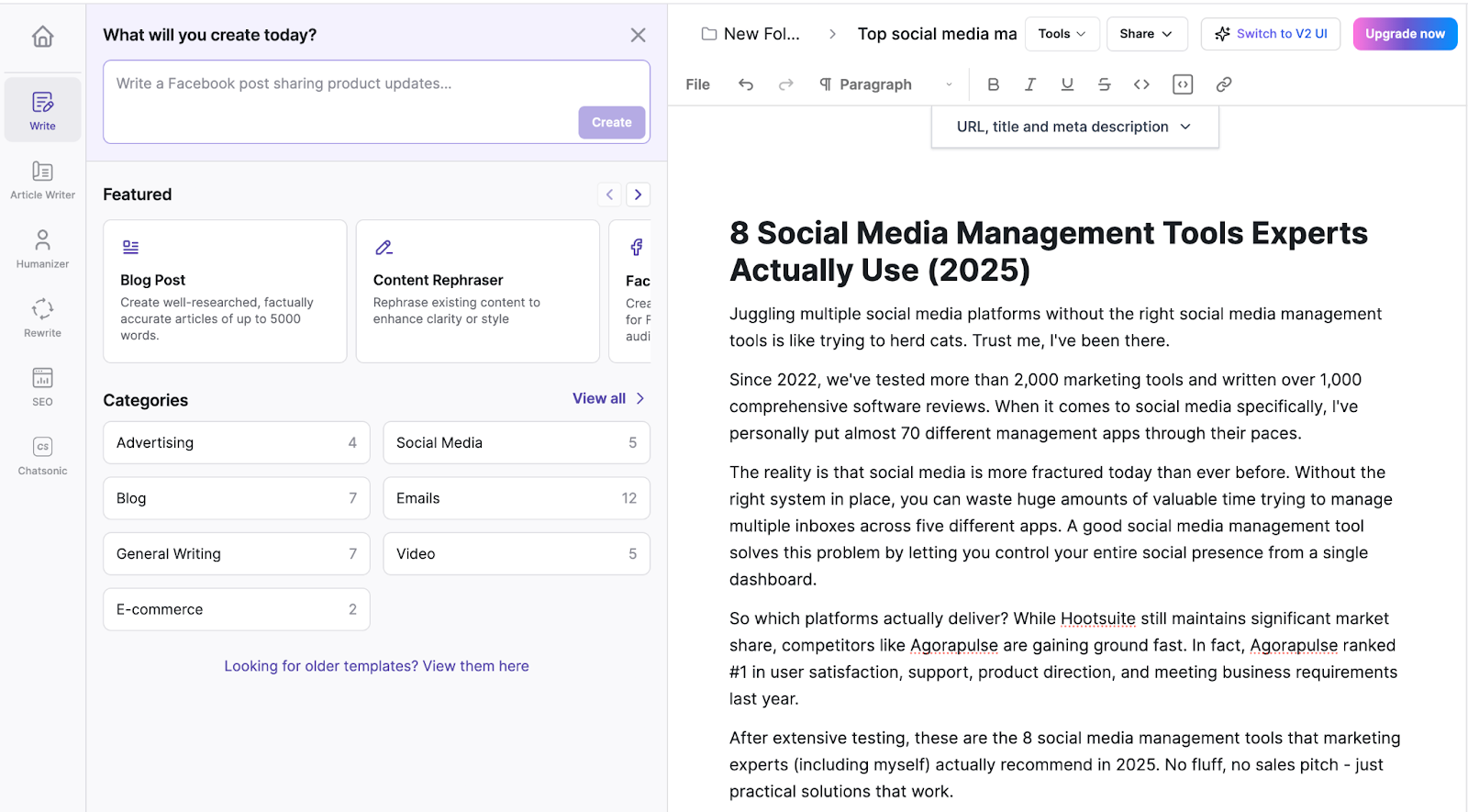 Writesonic - best simple AI visibility tool