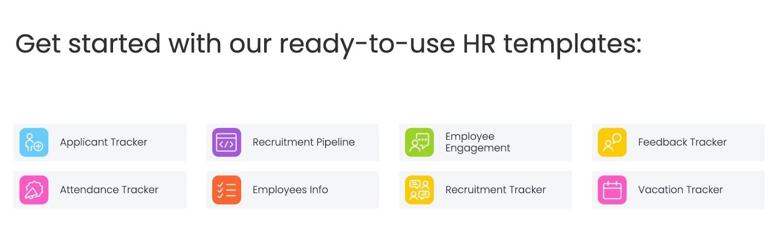 A list of ready-to-use templates on a use case page by Monday.