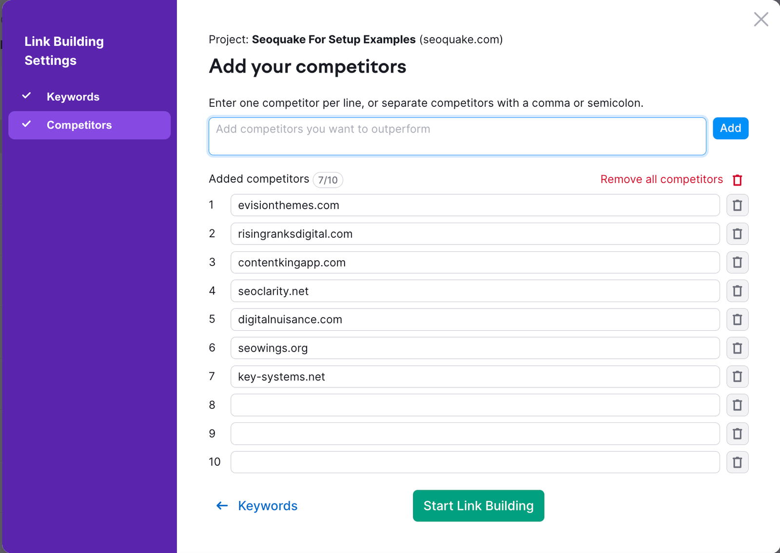 Configuring Link Building Tool image 2