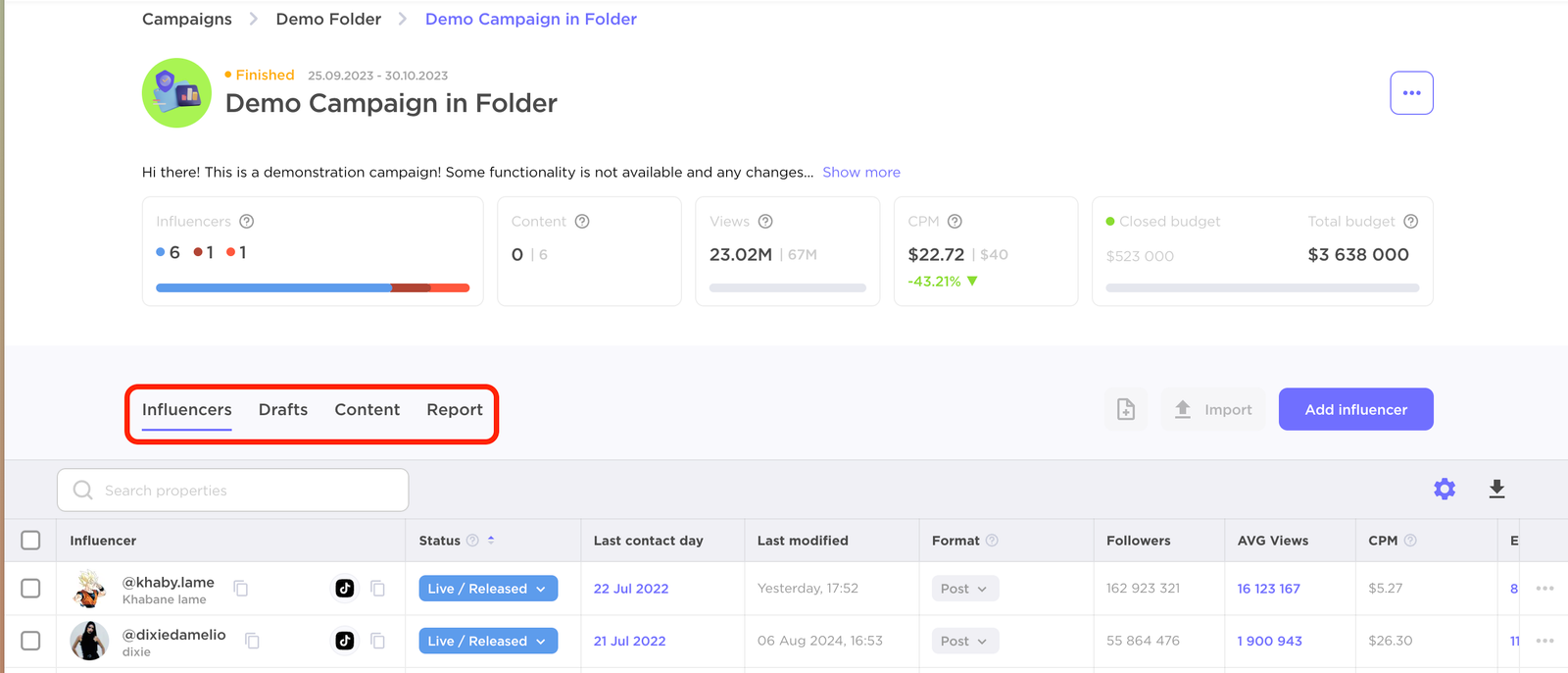 Switching between reports.